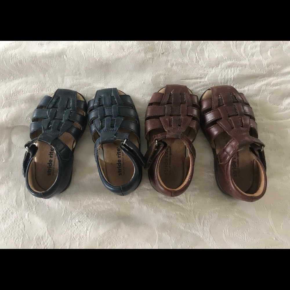 Two pairs Stride Rite Baby Guppy leather sandals